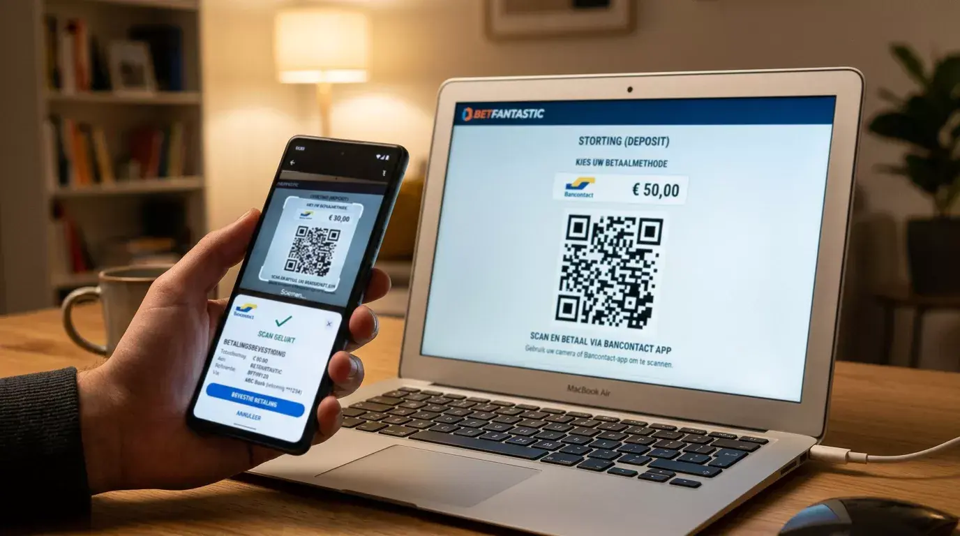 QR-code betaling bij online bookmakers met Bancontact scannen